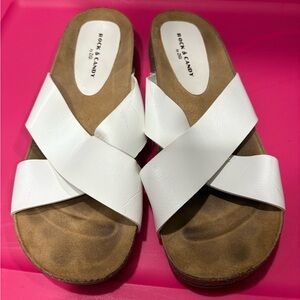 Rock & Candy by Zigi White Slip On Crossover Sandal Size 9